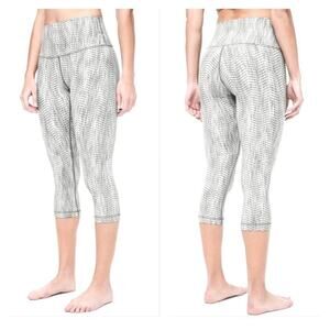 Lululemon Leggings Womens 4 Wunder Under Crop Luon Arrow Jacquard Olive Grey Gym